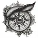 realistic eye, compass rose tattoo tattoo design idea