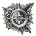 realistic eye, compass rose tattoo tattoo design idea