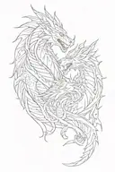 dragon and wolf standing tattoo design idea