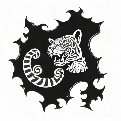 celtic proud tiger chasing moon tattoo design idea
