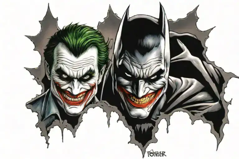 batman and joker logo tattoo design idea