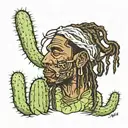 Cactus whith dreads and travis scott signature face  tattoo design idea