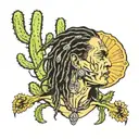 Cactus whith dreads and travis scott signature face  tattoo design idea