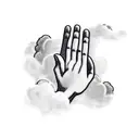 praying hands with clouds and doves flying and a cross in the background  tattoo design idea