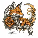 half alive half skeleton down the middle full body fox for an arm sleve  tattoo design idea
