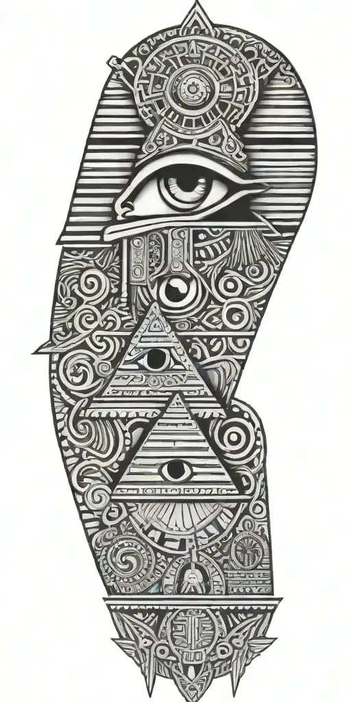 Egyptian pyramids, eye of Horus, cleopatra  tattoo design idea