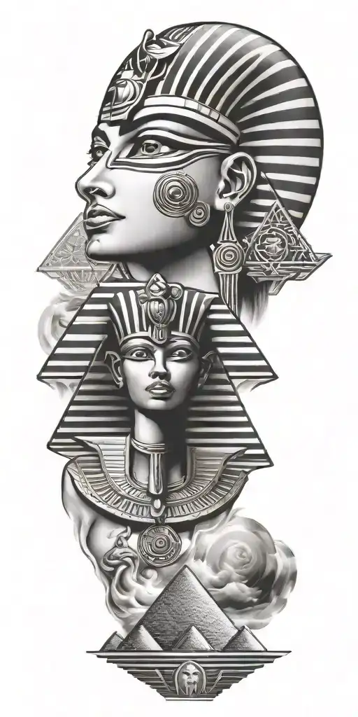Egyptian pyramids, eye of Horus, cleopatra  tattoo design idea