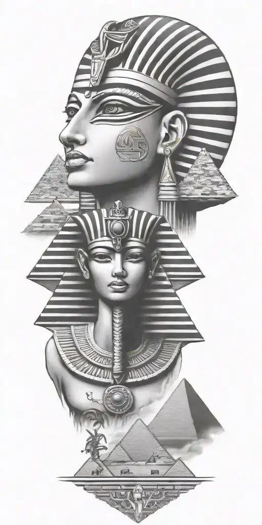 Egyptian pyramids, eye of Horus, cleopatra  tattoo design idea