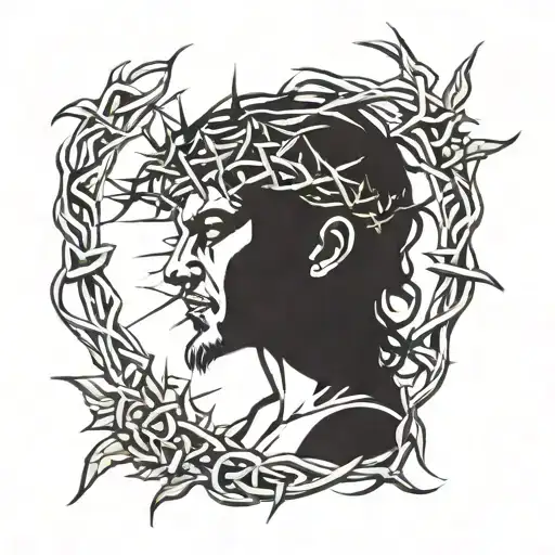 Crown of thorns with sun shining tattoo design idea