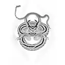 a face of a female devil with a coiled snake tattoo design idea