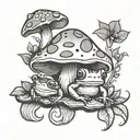 mushroom and frog tattoo design idea