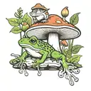 mushroom and frog tattoo design idea