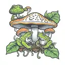 mushroom and frog tattoo design idea