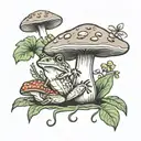 mushroom and frog tattoo design idea