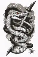 snake and knife and the quote death before dishonor tattoo design idea
