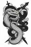 snake and knife and the quote death before dishonor tattoo design idea