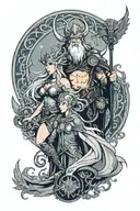 Odin and Freya goddess tattoo design idea