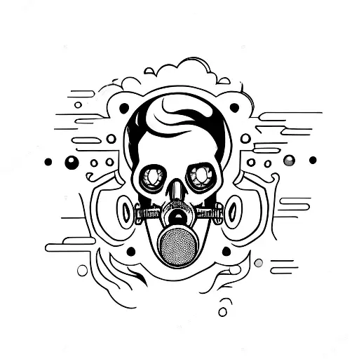 half faced skull with gas mask  tattoo design idea