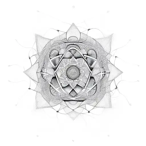 Abstract design of interconnected yoga poses forming the word 'breathe' tattoo design idea