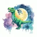 astronaut and dinosaur tattoo design idea