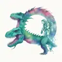 astronaut and dinosaur tattoo design idea
