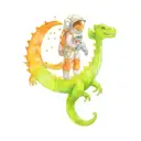 astronaut and dinosaur tattoo design idea