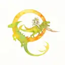 astronaut and dinosaur tattoo design idea