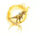 astronaut and dinosaur tattoo design idea