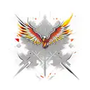 Phoenix sleeve black orange red tattoo design idea