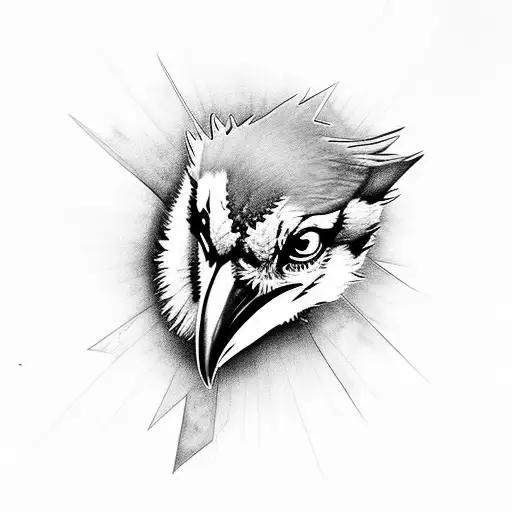 Black and Grey Blue Jay Tattoo Idea - BlackInk AI