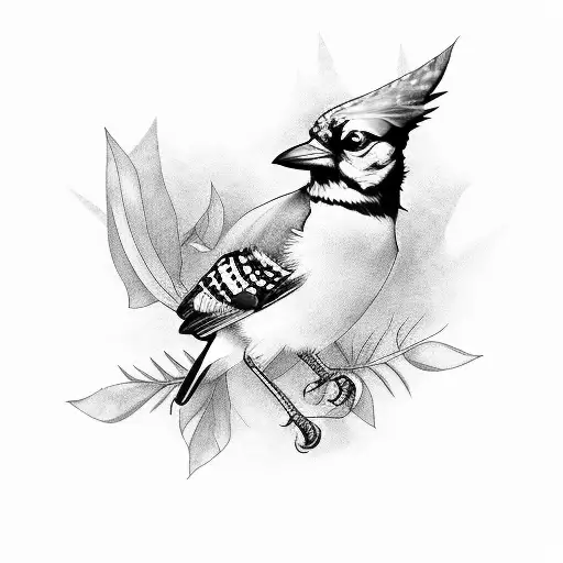 Black and Grey Blue Jay Tattoo Idea - BlackInk AI