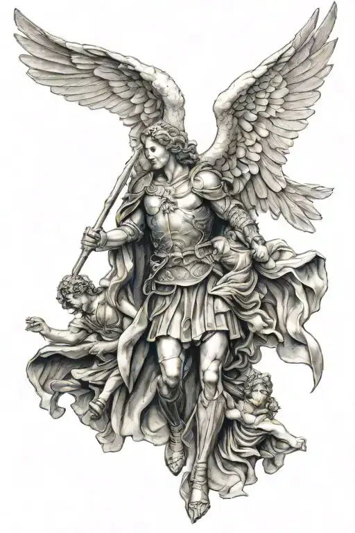 Archangel Michael and Angels tattoo design idea