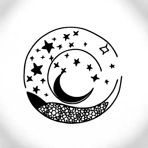 sol y luna con estrellas tattoo design idea