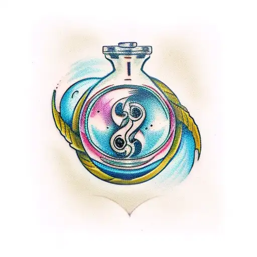 Hourglass ying yang Memento Mori  tattoo design idea