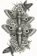 death moth with skulls tattoo design idea