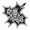 Incorporate the Crusader cross symbol with a portrait of King Baldwin IV tattoo design idea