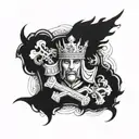 Incorporate the Crusader cross symbol with a portrait of King Baldwin IV tattoo design idea