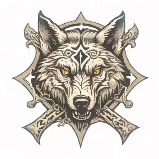 wolf head on iron cross tattoo tattoo design idea