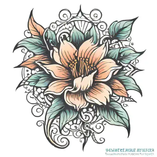 impatient flower with signature stem tattoo design idea