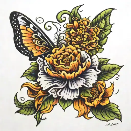 marigold tiana tattoo design idea