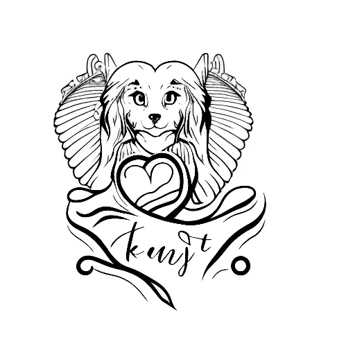 heartbeat with heart name navi tattoo design idea