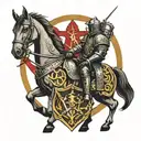 Templar Knight: In the center of the tattoo, Symbol of the Cavalry Weapon of the Brazilian Army, horse, armored vehicles. tattoo design idea