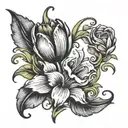 virgo with tulip flower tattoo design idea