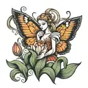virgo with tulip flower tattoo design idea