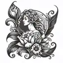 virgo with tulip flower tattoo design idea