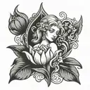 virgo with tulip flower tattoo design idea