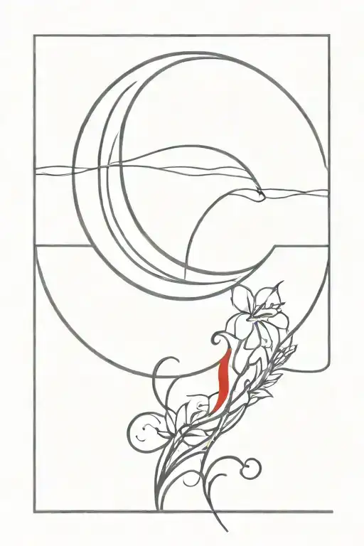 red spine tattoo thats a red line with a new moon in the middle  tattoo design idea