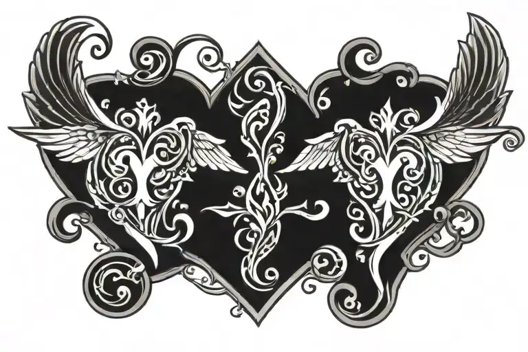 matching love symbol tattoo design idea