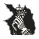 An intricate design of praying hands with a crown above them, representing faith and royalty tattoo design idea