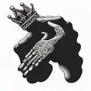 An intricate design of praying hands with a crown above them, representing faith and royalty tattoo design idea